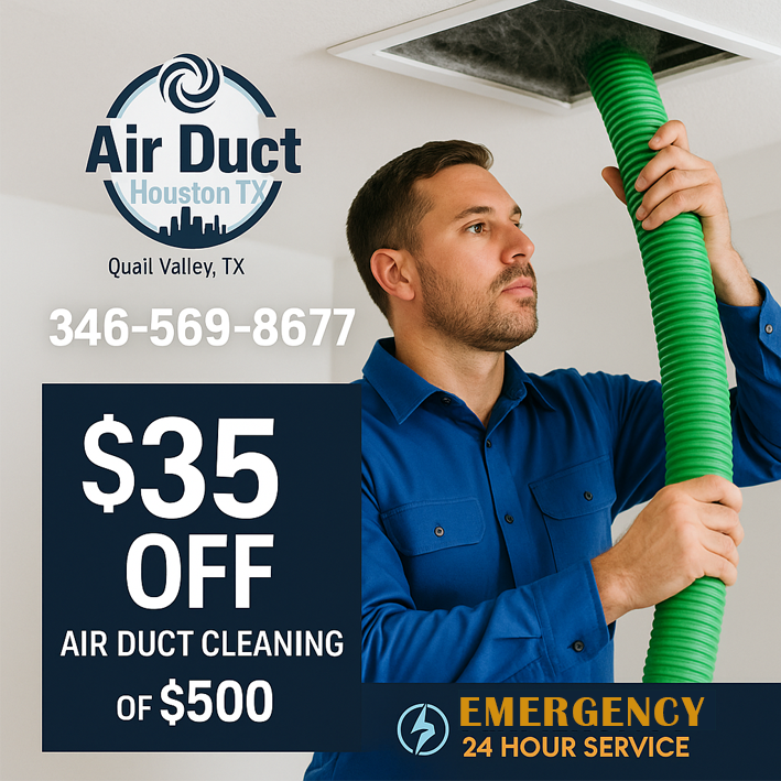   $35 off Off air duct cleaning coupon from Quail Valley Air Ducts Cleaning TX   for professional home vent service